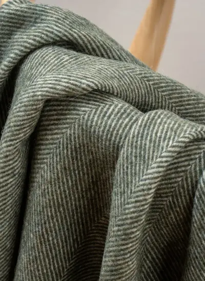 Loden Herringbone Highland Wool Throw